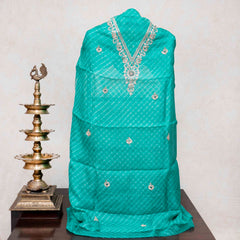 Hand Tie-Dye Kota Silk Kurta & Dupatta with Zari Embroidery
