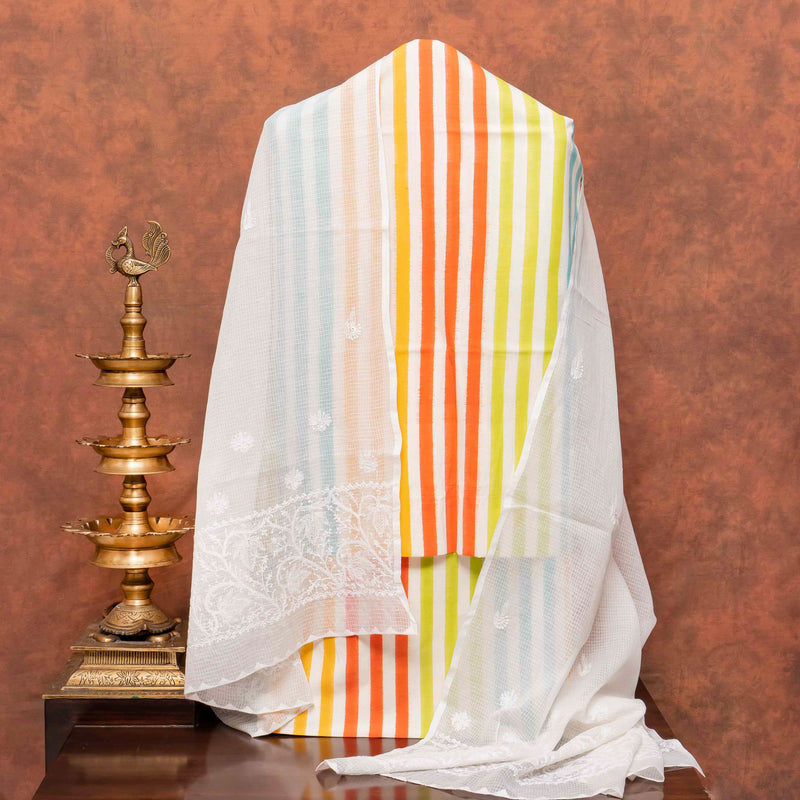 Handloom Cotton Ikkat Suit with Chikankari Kota Doria Dupatta