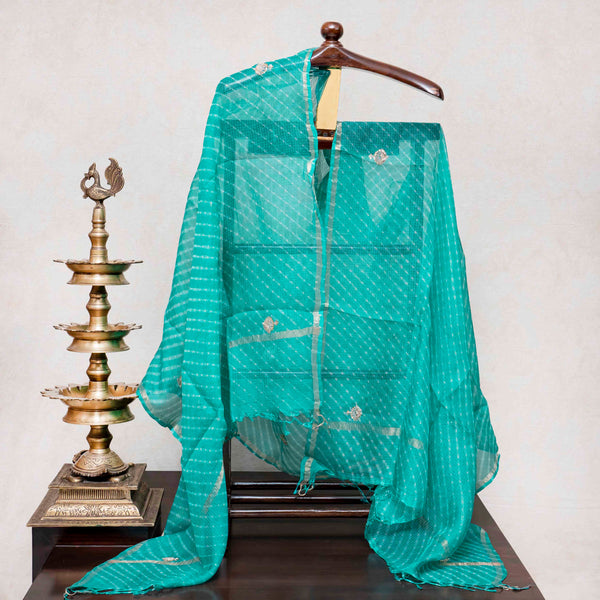 Hand Tie-Dye Kota Silk Kurta & Dupatta with Zari Embroidery