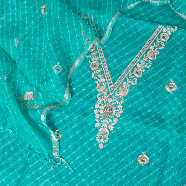 Hand Tie-Dye Kota Silk Kurta & Dupatta with Zari Embroidery