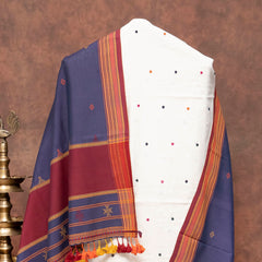 Unstitched Handloom Kala Cotton Mirror Work Suit Set with Kutchi Weave Dupatta
