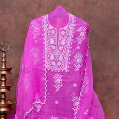 Pure Organza Silk Chikankari Kurta & Dupatta