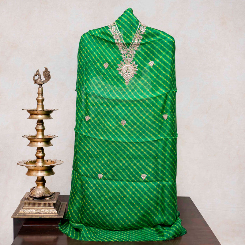 Tie-Dye Kota Silk Suit Set – Zari Hand Embroidery