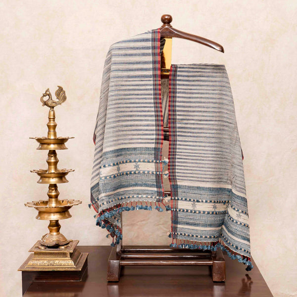 Handloom Cotton Bhujodi Suit Set with Kutchi Weave Stole