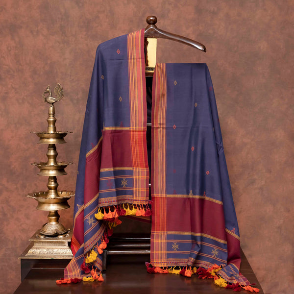 Unstitched Handloom Kala Cotton Mirror Work Suit Set with Kutchi Weave Dupatta