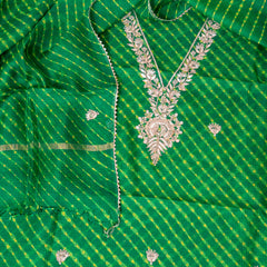 Tie-Dye Kota Silk Suit Set – Zari Hand Embroidery