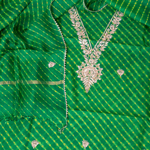 Tie-Dye Kota Silk Suit Set – Zari Hand Embroidery