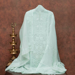 Hand Embroidered Kota Doria Chikankari Kurta & Dupatta