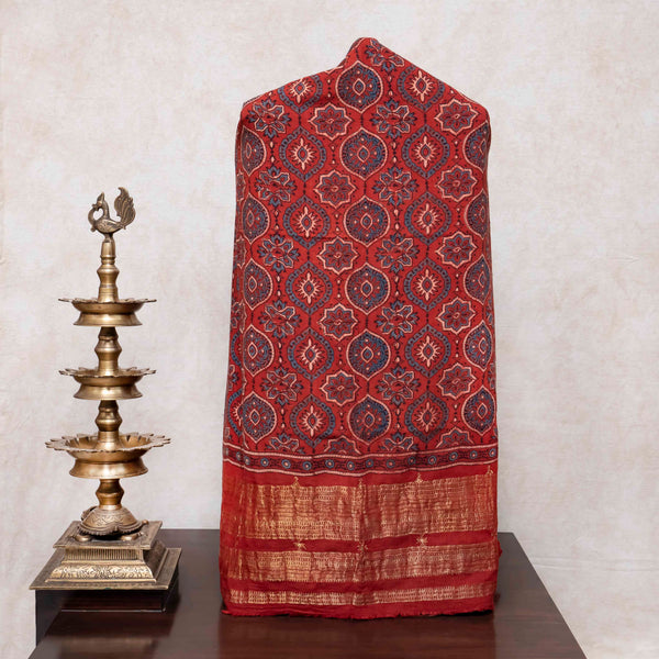 Handloom Kala Cotton Ajrakh Kurta Fabric & Dupatta