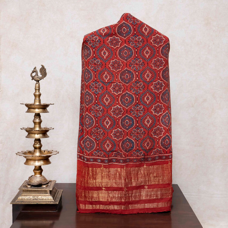 Handloom Kala Cotton Ajrakh Kurta Fabric & Dupatta