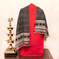 Handloom Kala Cotton Suit Set with Mirror Work & Tussar Weave Stole