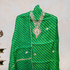 Tie-Dye Kota Silk Suit Set – Zari Hand Embroidery