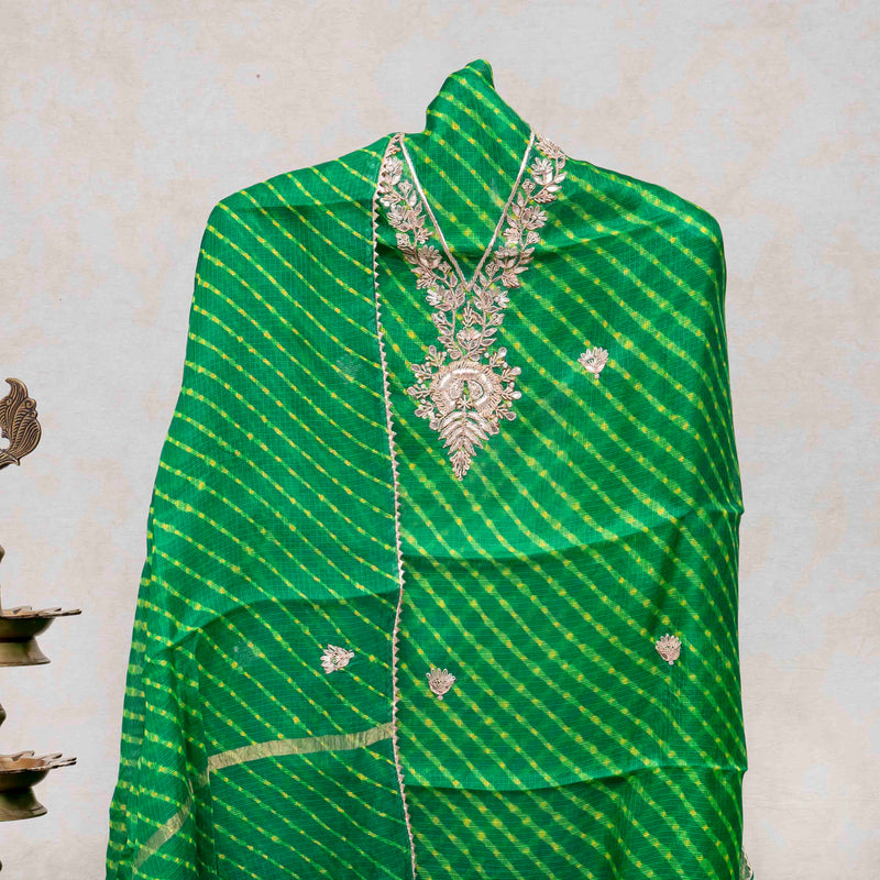 Tie-Dye Kota Silk Suit Set – Zari Hand Embroidery