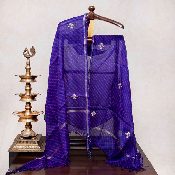 Hand Tie-Dye Kota Silk Kurta & Dupatta with Zari Hand Embroidery