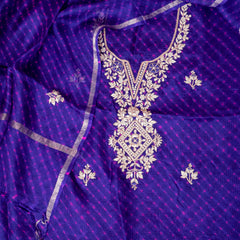 Hand Tie-Dye Kota Silk Kurta & Dupatta with Zari Hand Embroidery