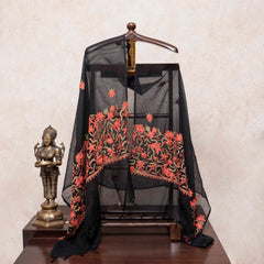Handloom Kala cotton Kurta fabric with Kashmiri embroidered Dupatta