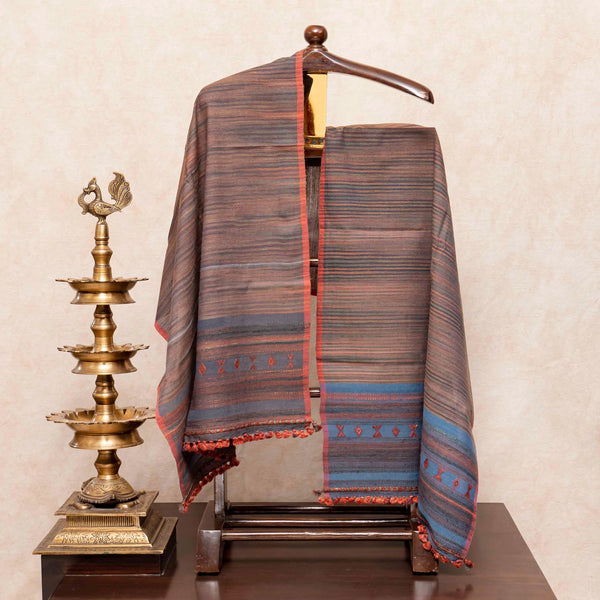 Handloom Tussar Silk Kurta & Bottom Fabric with Kutchi Weave Stole