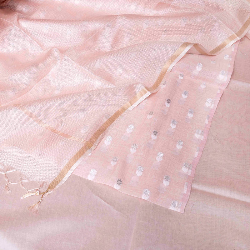 Handloom Cotton Silk Jamdani Suit Set with Kota Silk Dupatta