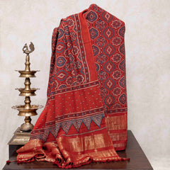 Handloom Kala Cotton Ajrakh Kurta Fabric & Dupatta