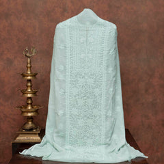 Hand Embroidered Kota Doria Chikankari Kurta & Dupatta