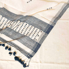 Handloom Kala Cotton Unstitched Suit Set with Mirror Work