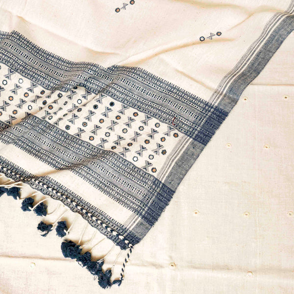 Handloom Kala Cotton Unstitched Suit Set with Mirror Work
