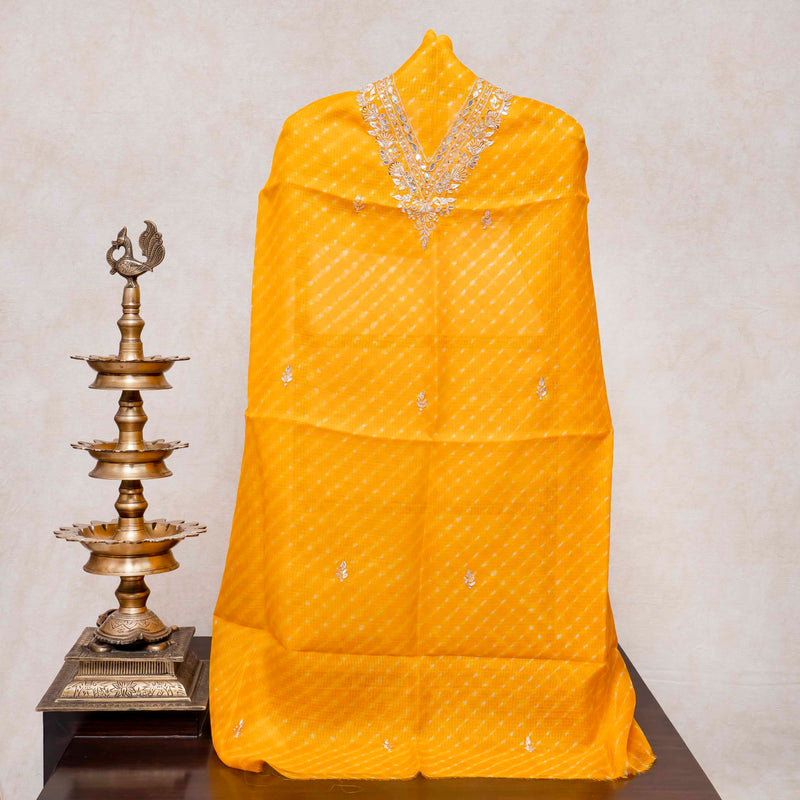 Kota Silk Tie-Dye Kurta & Dupatta – Zari Embroidery