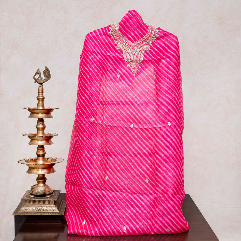 Kota Silk Tie-Dye Kurta & Dupatta – Zari Embroidery