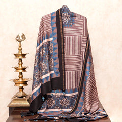 Ajrakh Hand Block Chanderi Silk Kurta Fabric & Dupatta
