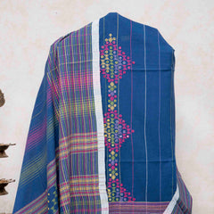 Handloom Kala Cotton Unstitched Suit Set with Mirror Work