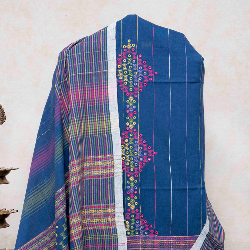 Handloom Kala Cotton Unstitched Suit Set with Mirror Work
