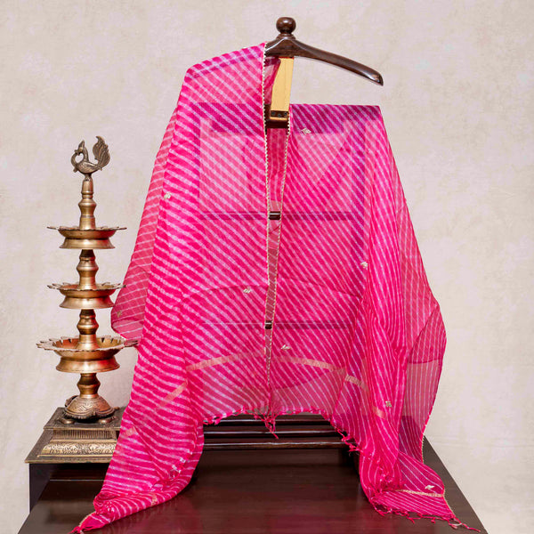 Kota Silk Tie-Dye Kurta & Dupatta – Zari Embroidery