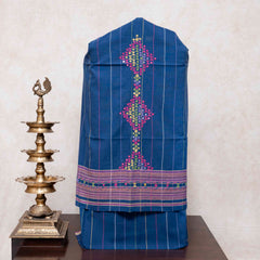 Handloom Kala Cotton Unstitched Suit Set with Mirror Work