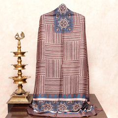 Ajrakh Hand Block Chanderi Silk Kurta Fabric & Dupatta