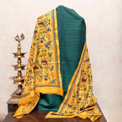 Handloom Khadi Silk Suit Set with Pure Silk Kantha Embroidered Dupatta