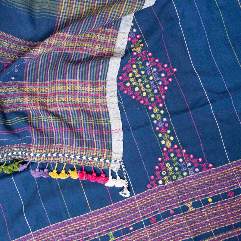 Handloom Kala Cotton Unstitched Suit Set with Mirror Work
