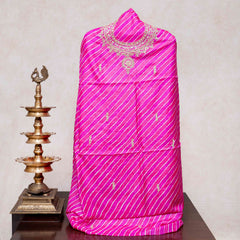 Tussar Silk Leheriya Kurta & Dupatta with Zari Hand Embroidery