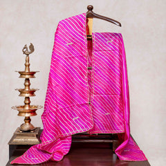 Tussar Silk Leheriya Kurta & Dupatta with Zari Hand Embroidery