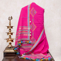 Handloom Kala Cotton Mirror Work Unstitched Suit Set