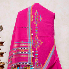 Handloom Kala Cotton Mirror Work Unstitched Suit Set