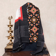 Handloom Cotton Ikkat Unstitched Suit Set with Ikkat Dupatta