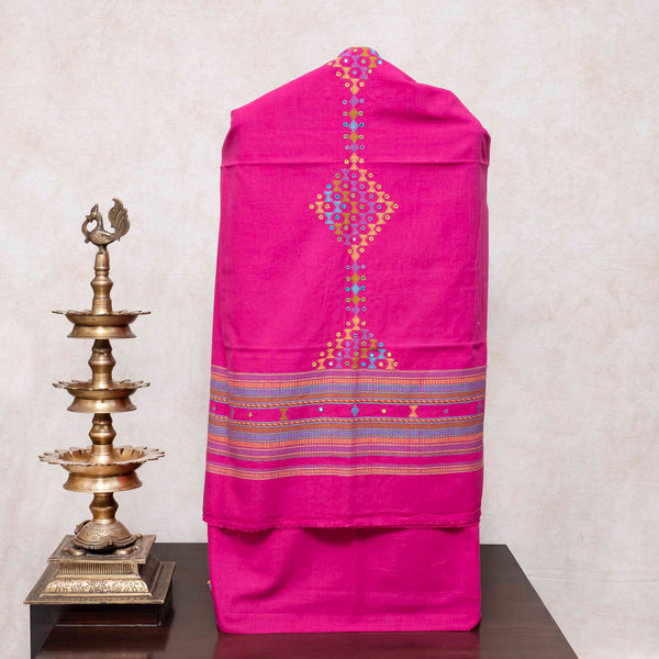 Handloom Kala Cotton Mirror Work Unstitched Suit Set