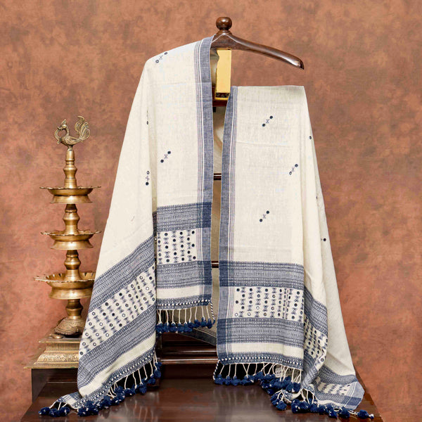 Handloom Kala Cotton Unstitched Suit Set with Mirror Work