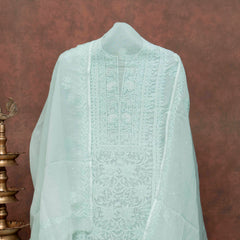 Hand Embroidered Kota Doria Chikankari Kurta & Dupatta