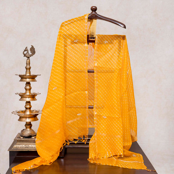 Kota Silk Tie-Dye Kurta & Dupatta – Zari Embroidery