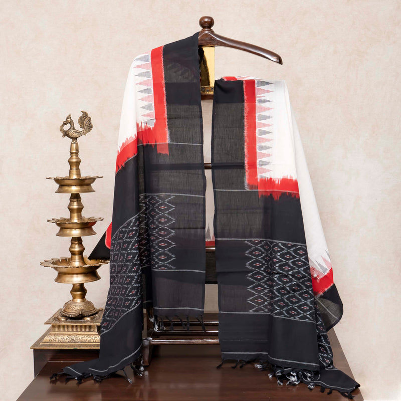 Handloom Cotton Ikkat Unstitched Suit Set with Ikkat Dupatta