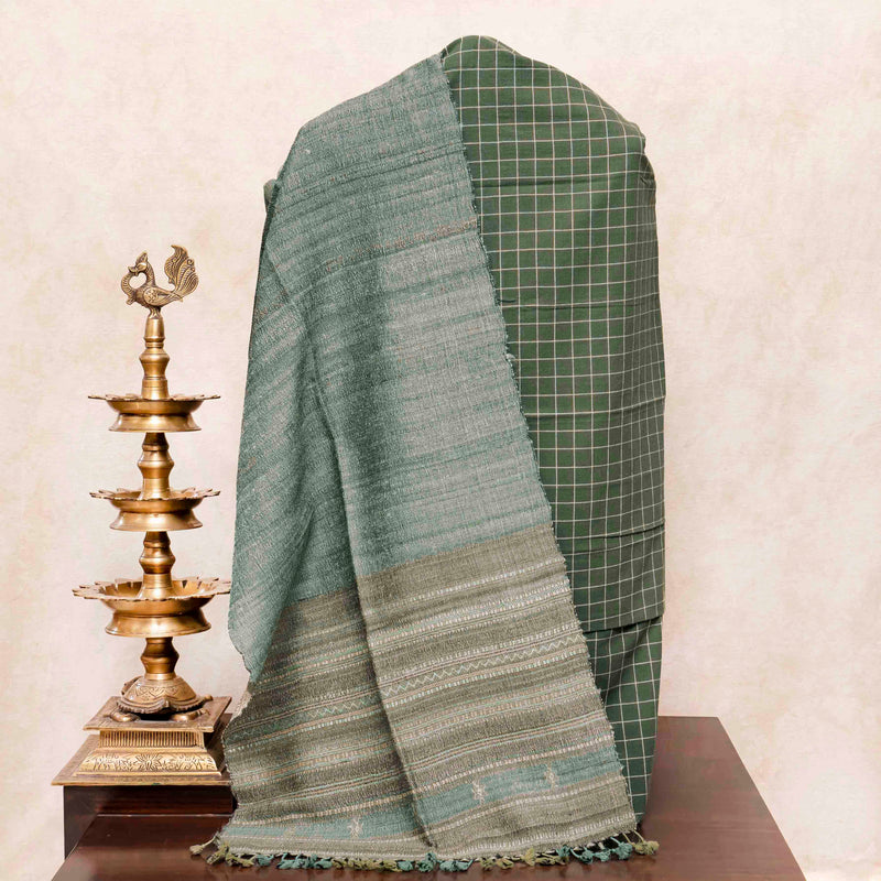 Handloom Kala Cotton Kurta & Bottom Fabric with Tussar Kutch Weave Stole