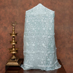 Pure Organza Silk Chikankari Kurta Fabric with Organza Silk Dupatta