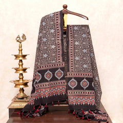 Ajrakh Hand Block Mul Cotton Kurta Fabric & Dupatta