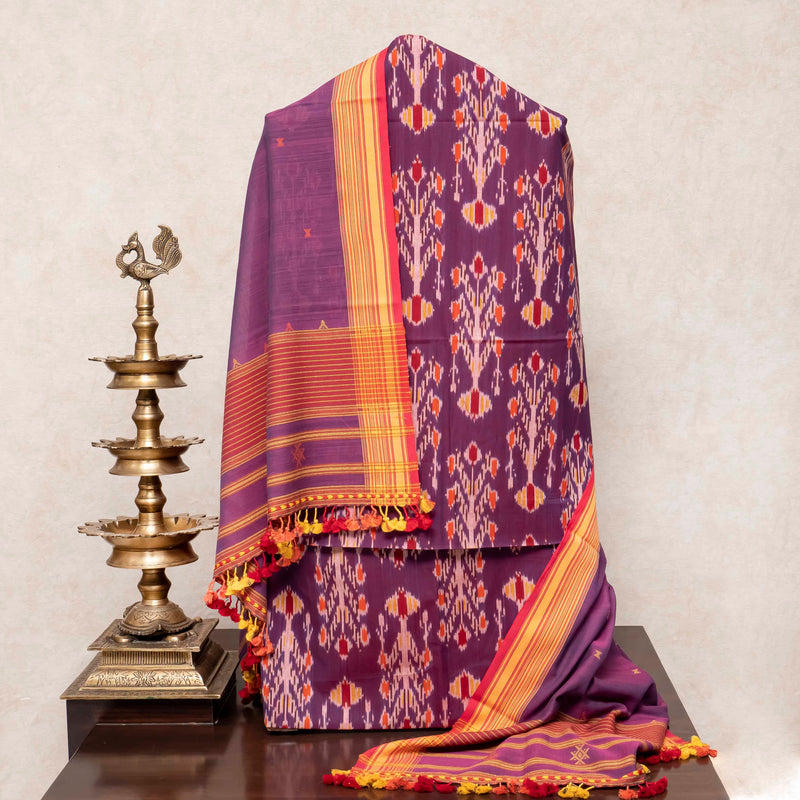 Handloom Cotton Ikkat Suit Set with Kutchi Weave Dupatta